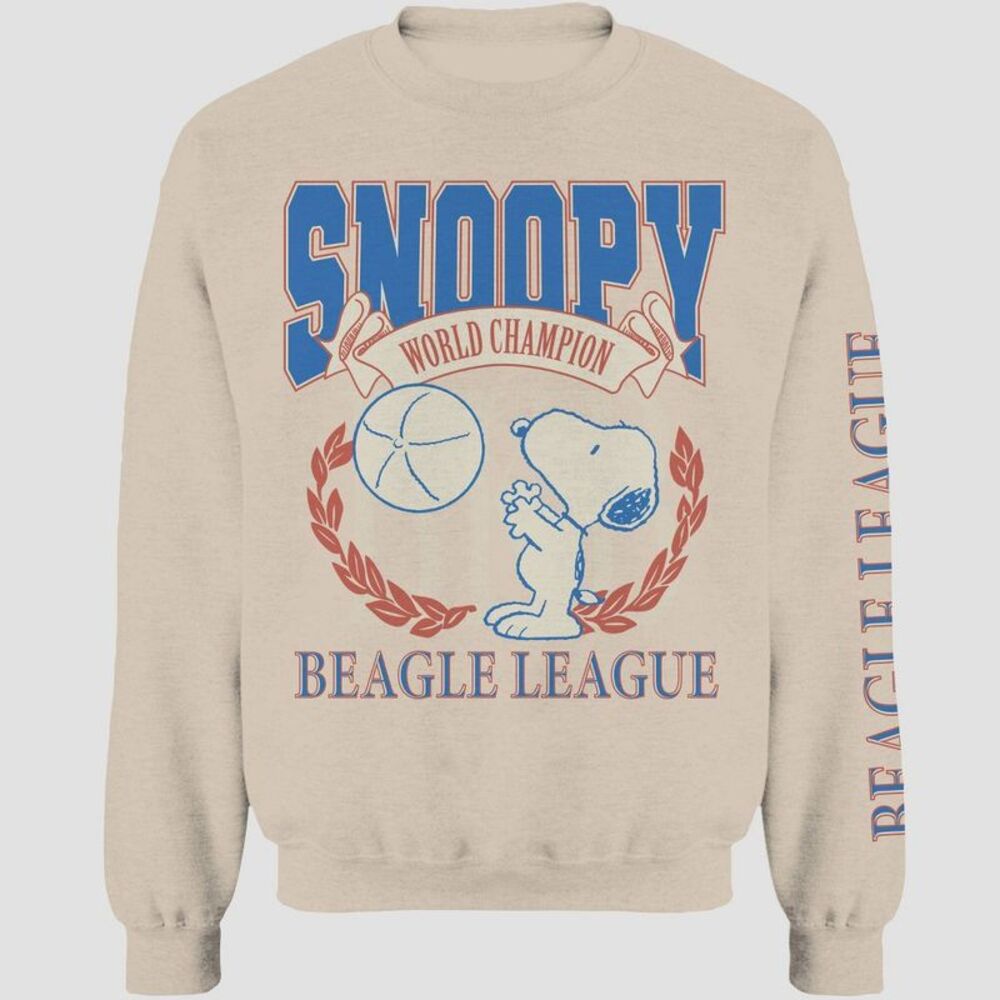 Snoopy Beagle League Cream Graphic Crewneck Sweatshirt